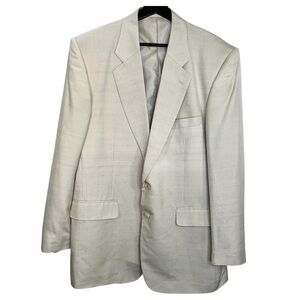 Vintage Smiths of Bermuda 100% silk beige single breasted jacket blazer 42L